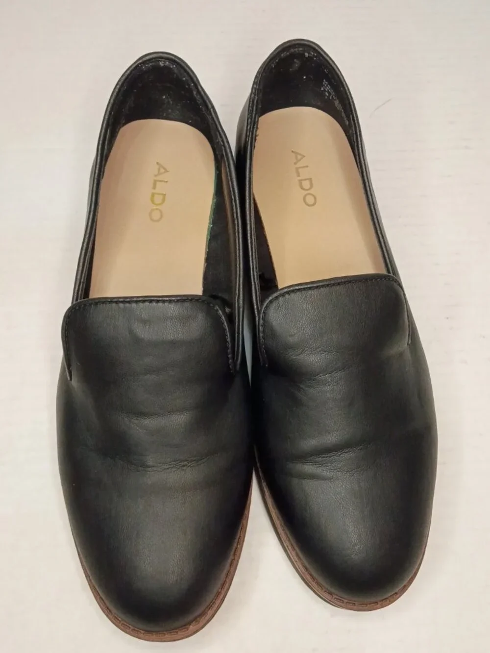 ALDO Black Slip On Comfort Loafers Rounded Toe Women’s Size 7.5